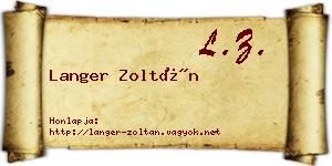 Langer Zoltán névjegykártya